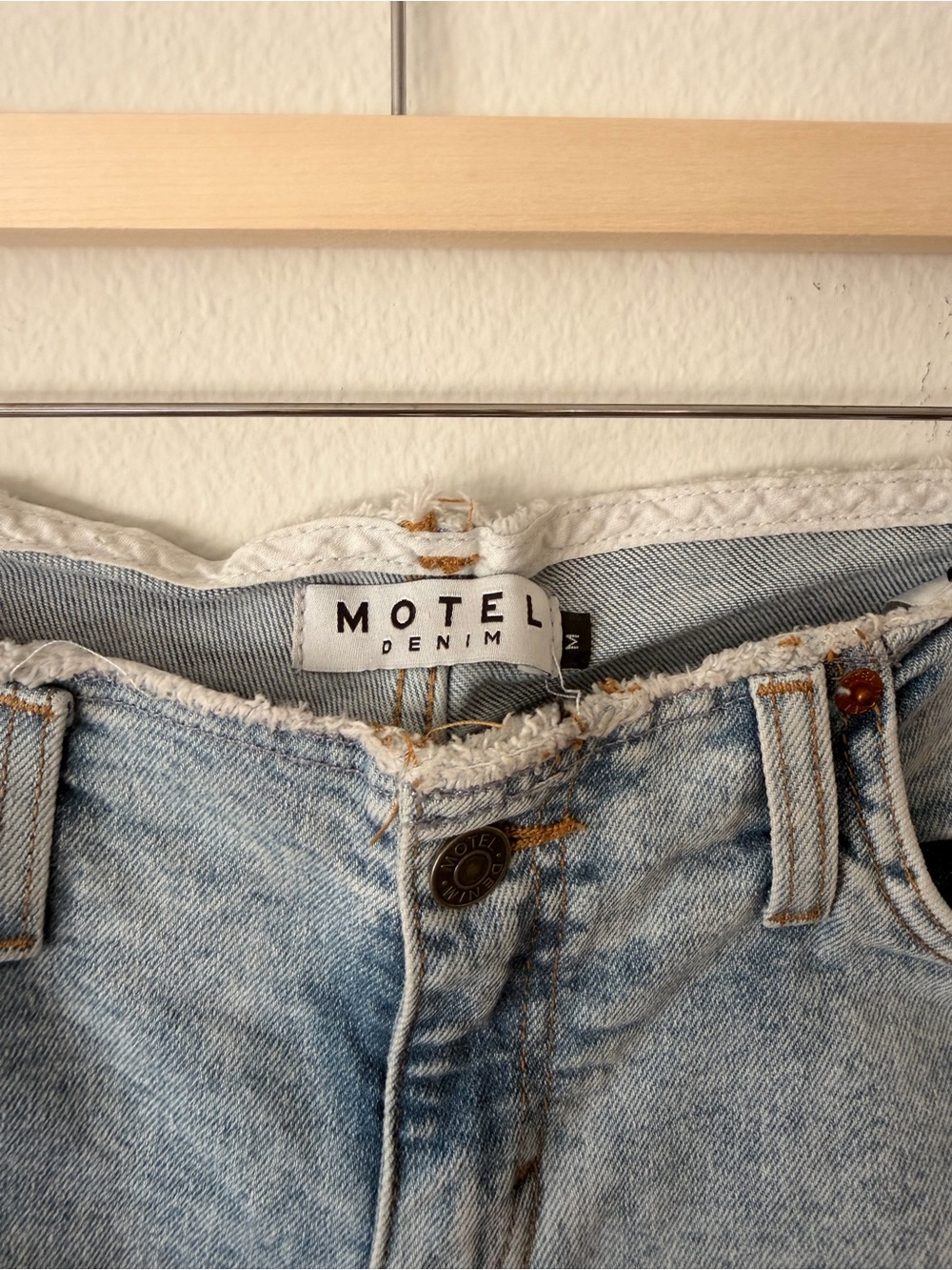 Motel Rocks Low Rise Light Wash Flared Jeans - Light Blue - Picture 3 of 5